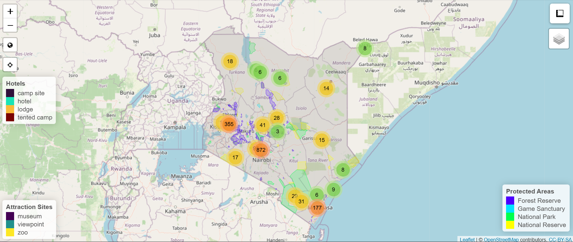 Tourism Map of Kenya